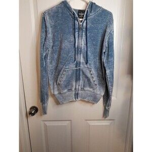 Sledge Usa A New Kind Women’s Blue Hooded Zip Large Beaded Sweatshirt.  B43